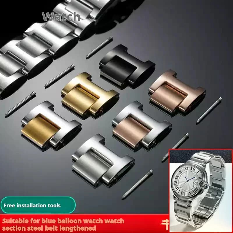 Per cinturino a palloncino blu Cartier Estendi accessori sezione in acciaio inossidabile uomo donna catena orologio allunga estensione Sezione metallica