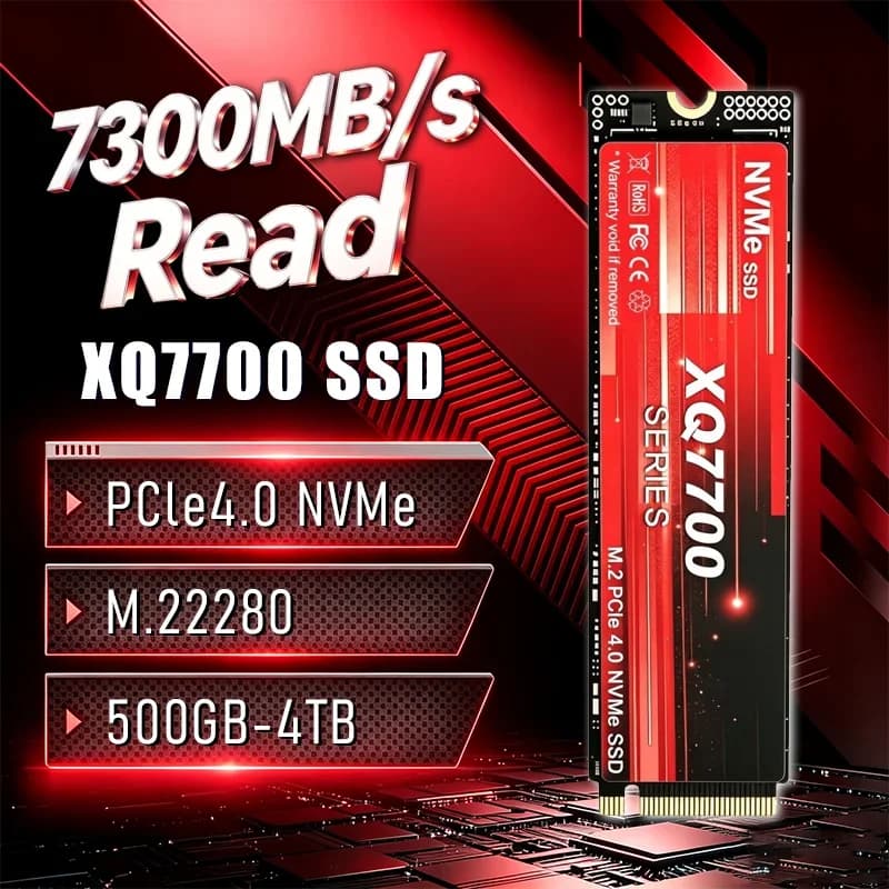2026 HOT SALE XQ7700 M.2 2280 NVMe PCIe 4.0 SSD 7300MB/s Seq Read Speed 500GB/1TB/2TB/4TB Internal Storage for Desktop PCs.