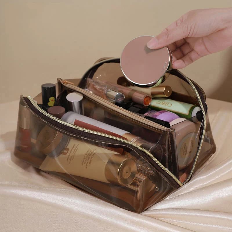 Makeup Bag Clear Large Capacity Pillow Shape Cosmetic Bag Zipper Organizer Portable Travel Wash TPU