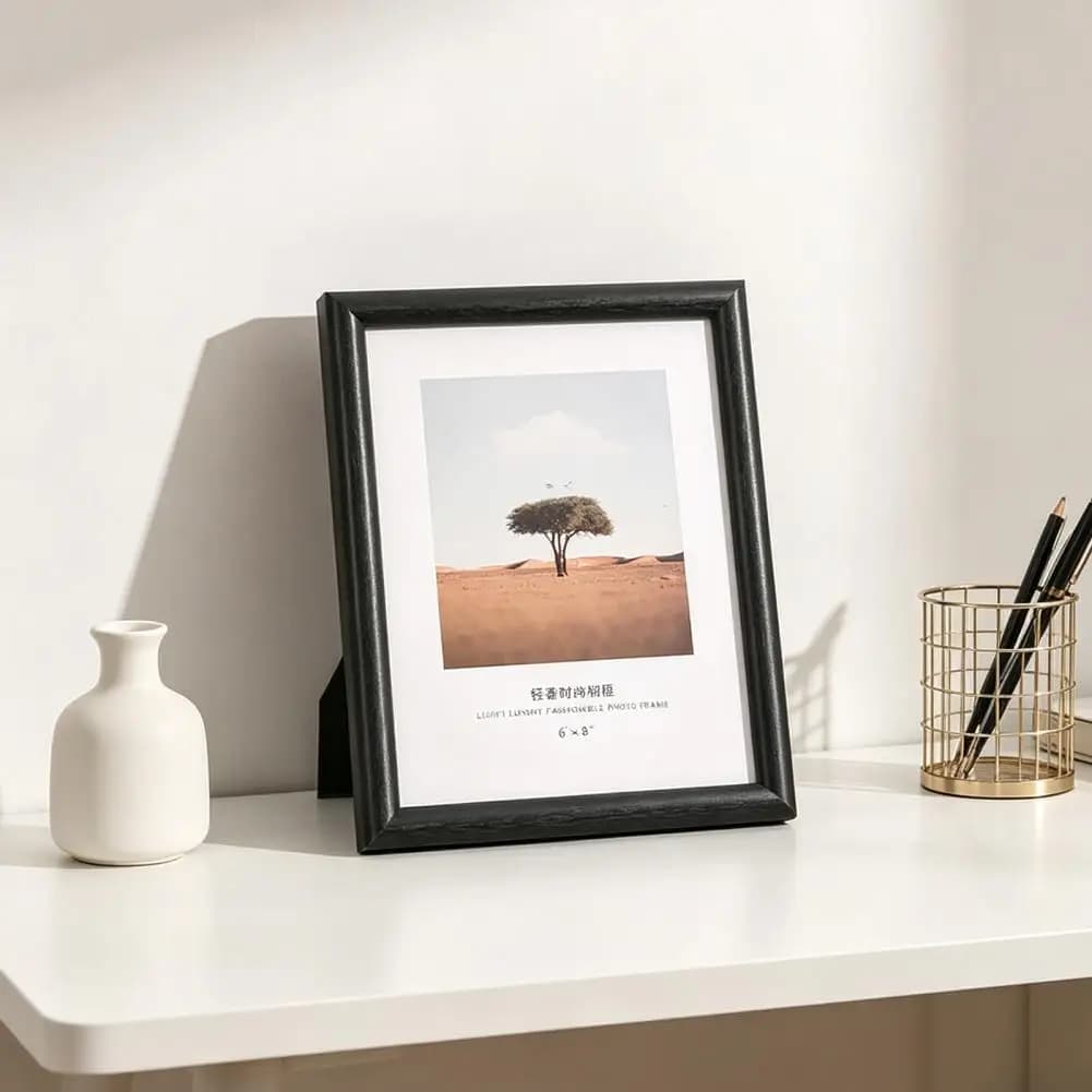 Wooden Rectangular Picture Frame with Clear Cover Wall Hanging Tabletop Standing Desktop Photo Display for Home Office Decor