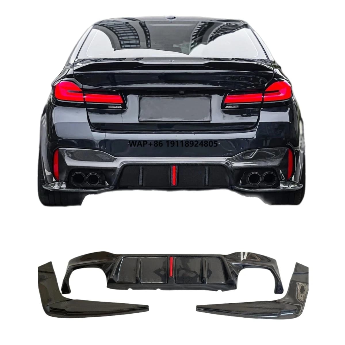 Rear Diffuser for 5 Series Upgrade G30 G38 Rear Diffuser Carbon Fiber Bodykit 3D Style