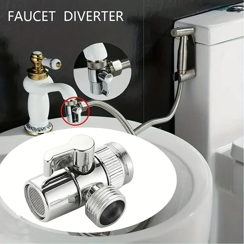 Universal Faucet Splitter Adapter Dual Output Water Diverter Valve Kitchen Bidet Shower Bathroom Sink Connector