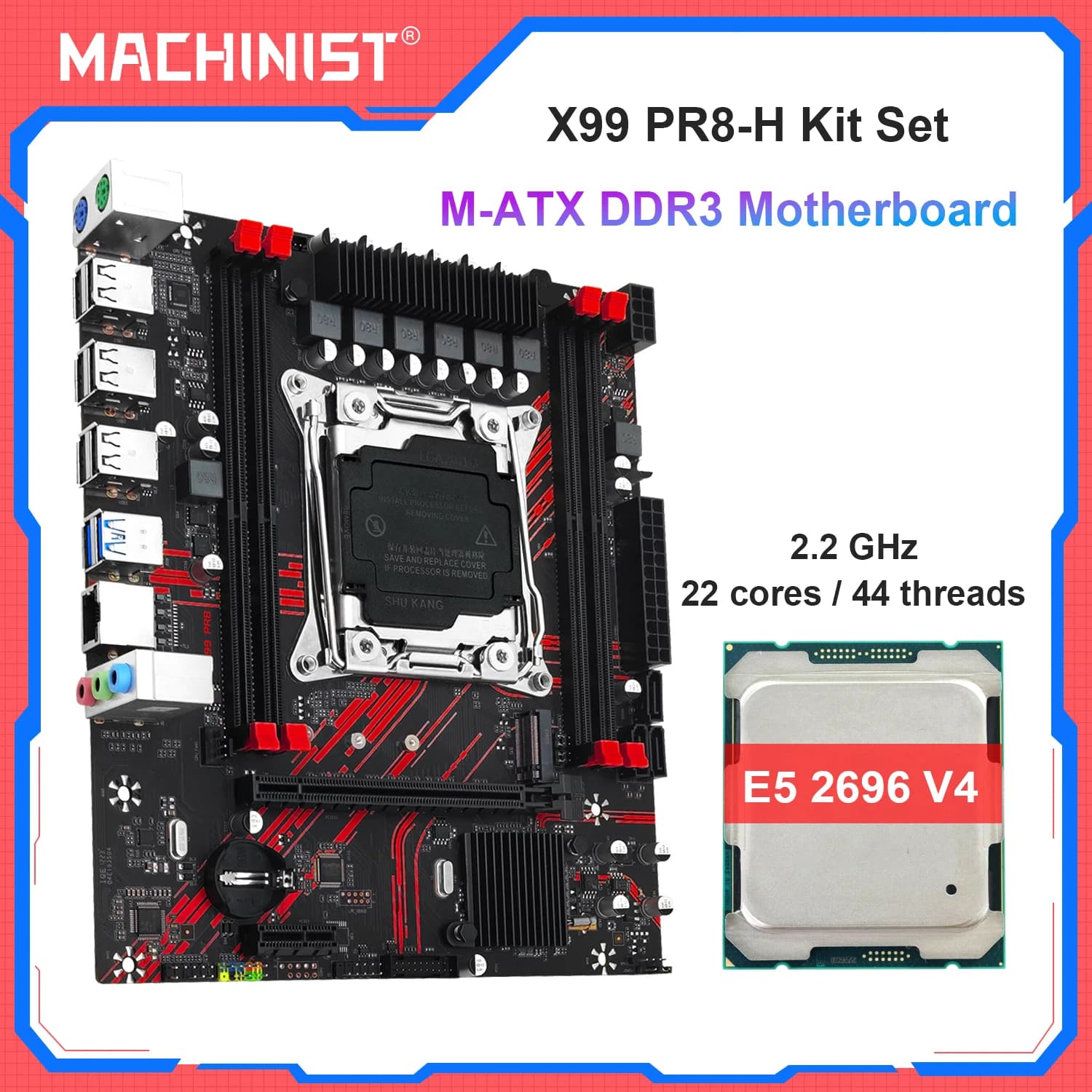 Combo scheda madre MACHINIST X99 PR8-H con CPU Intel Xeon E5 2686 V4 o E5 2696 V4, supporto LGA 2011-3, RAM DDR3, NVME M.2