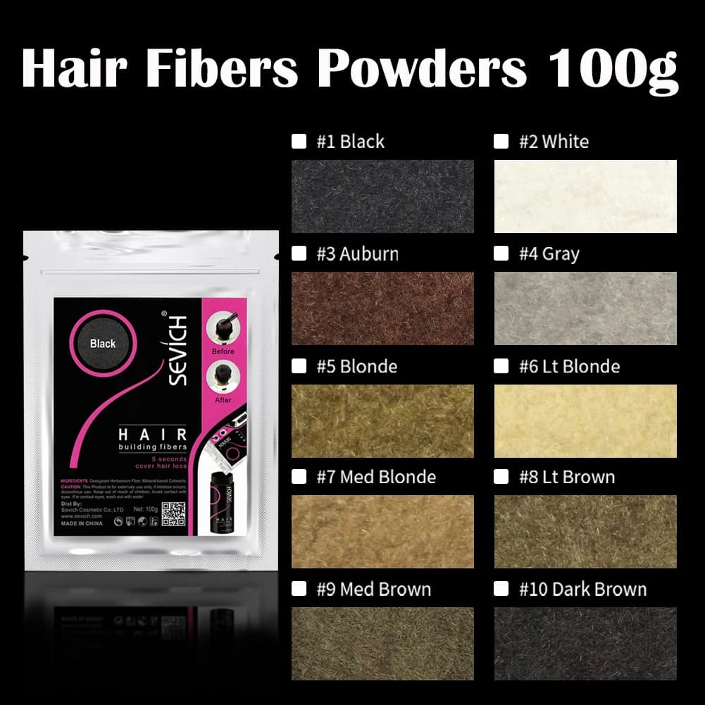 SEVICH Hair Fiber 100g Keratin Hair Fiber Thickening Powder Fiber for Hair Building Spray Powder for Instant Regrowth Hair Loss Hide