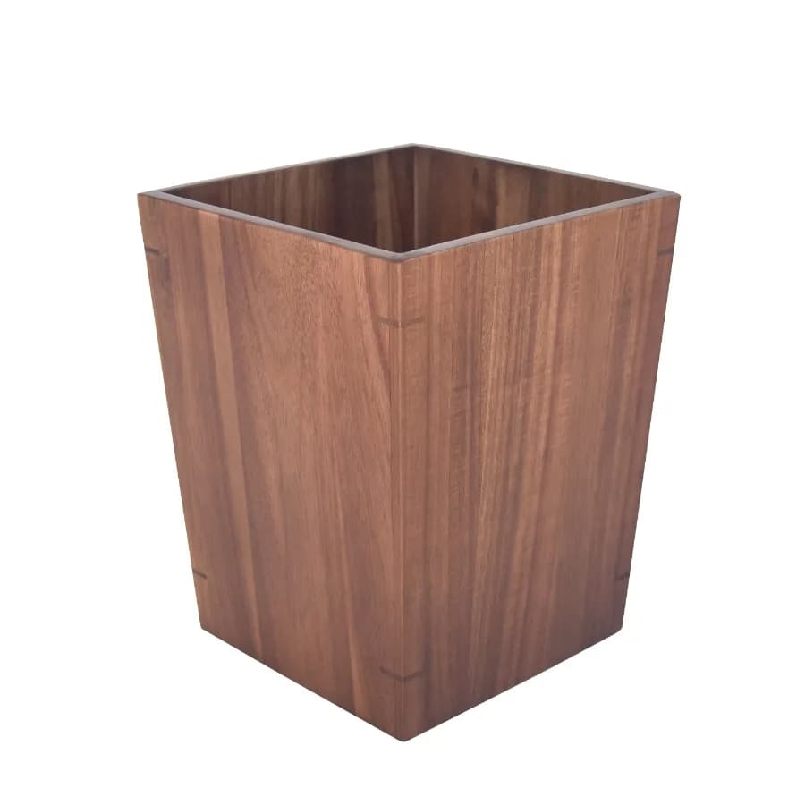 Cestino per Rifiuti in Legno di Acacia con Finitura Scura, Ecologico e Durevole, per Cucina e Bagno, Arredamento Moderno