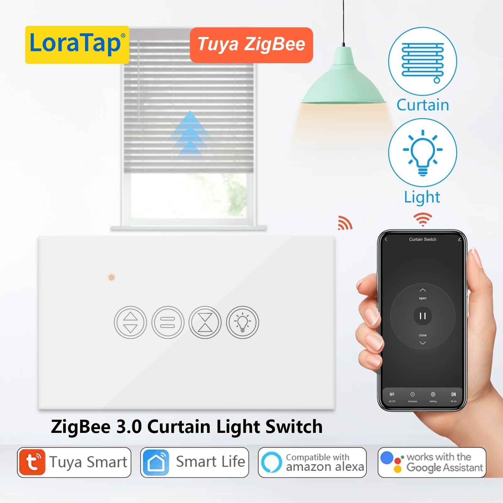 Tuya ZigBee US IL Interruttore luce tenda standard Smart Life Telecomando Assistente Google Alexa