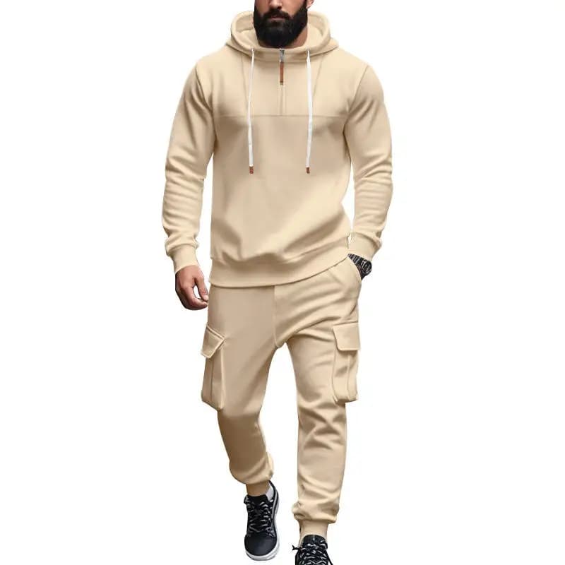 Men's Loose Fit Hoodie And Pants Set Fleece Lined Casual Outerwear Autumn Winter American Style Heavy Weight Hoodie Long Trou...