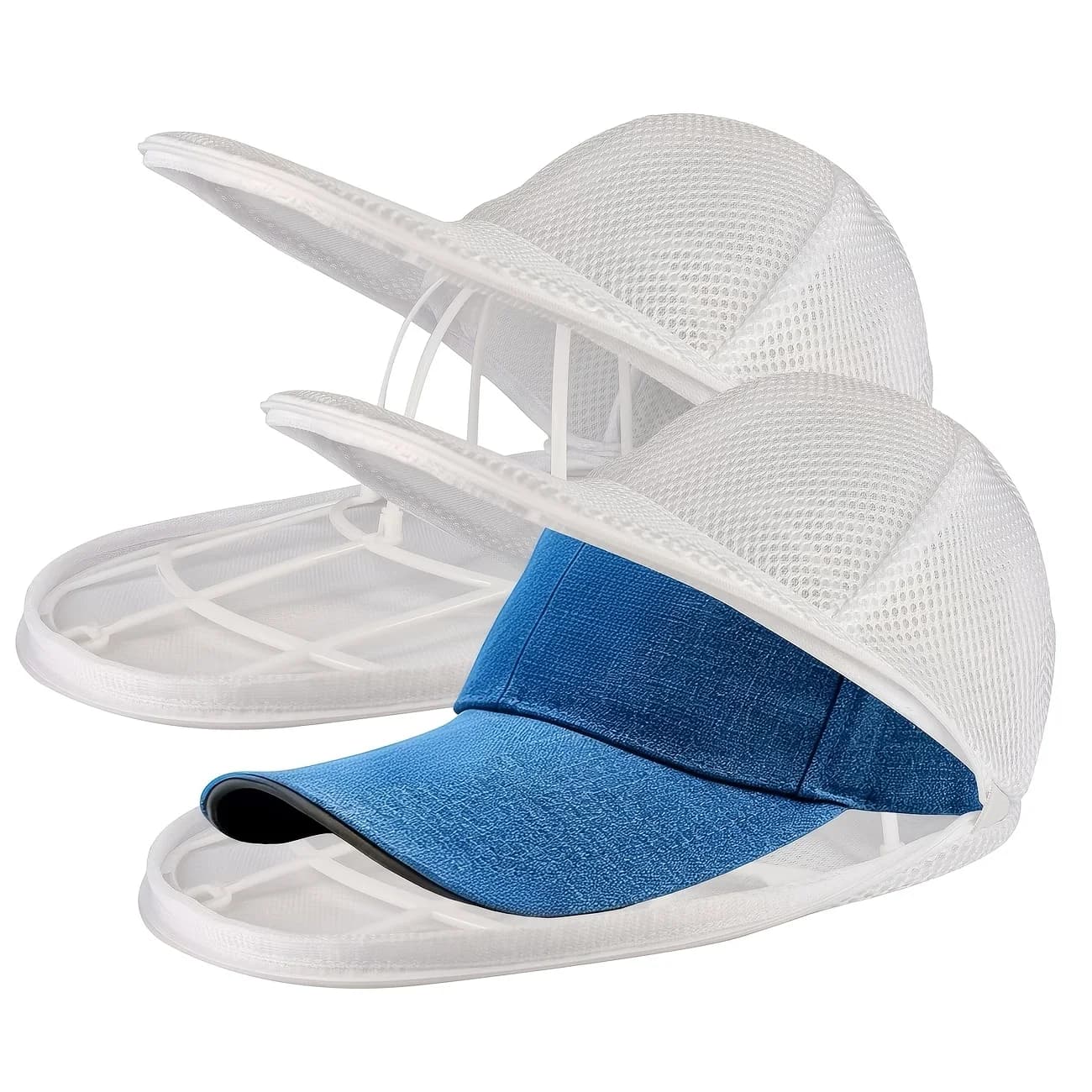 2pcs Mesh Baseball Cap Cleaning Bag, Baseball Cap Cleaning Stand,Hat Washing Cage with Drying Rack Laundry Bag