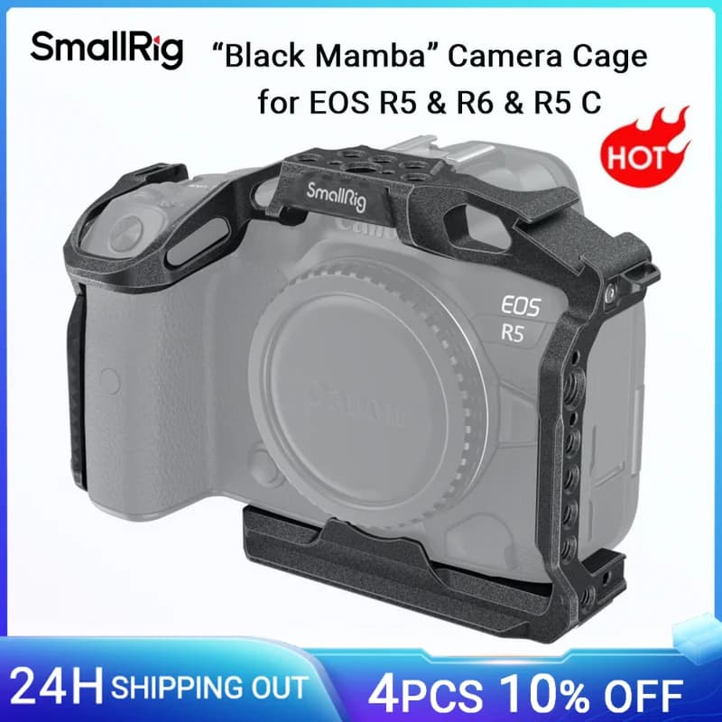 Gabbia per fotocamera SmallRig per Canon EOS R5/EOS R5 C /EOS R6 fotocamera Mirrorless EOS R5 /R5 C /R6 lega di alluminio "Black Mamba" Full Cage