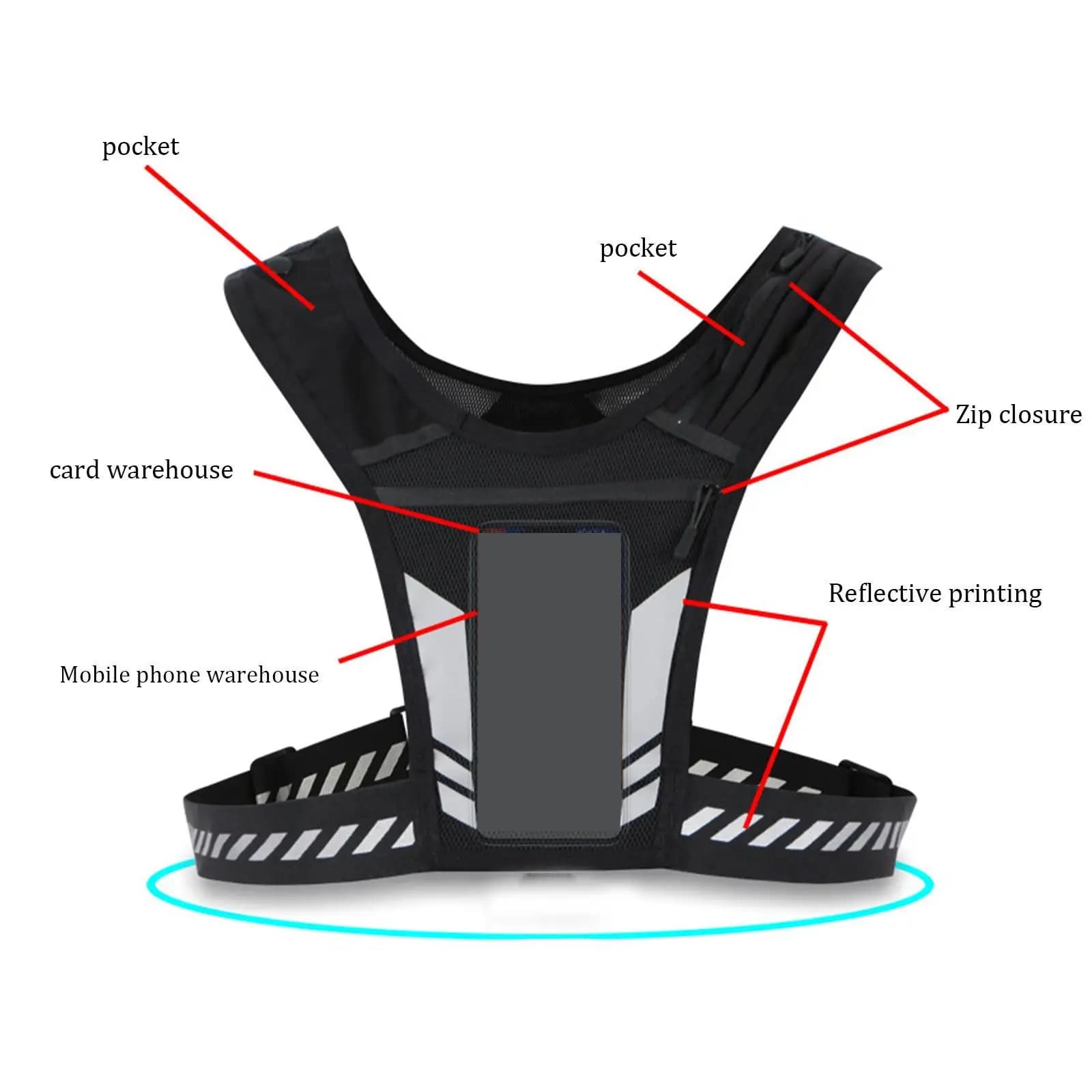 Gilet Idratazione Riflettente per Corsa e Sport all'Aperto, Zaino da Corsa per Donna, Ideale per Maratona, Jogging, Campeggio e Gare