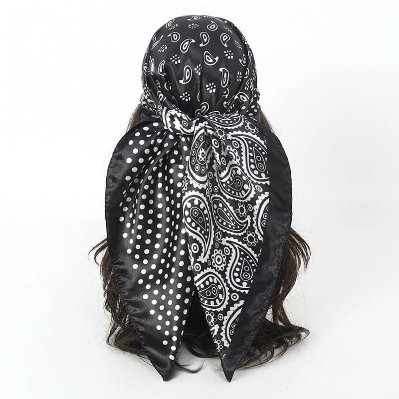 Handkerchief Silk Scarf for Hair 90*90 cm Printing Satin Large Silk Square Scarves Shawl for Women Luxury Brand Bandana Hijab Fascia