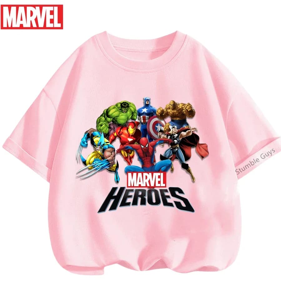 T-shirt estiva per ragazzi e ragazze da 3 a 14 anni Hulk T-shirt Marvel Supereroe per bambini Spider Man a maniche corte Avenger