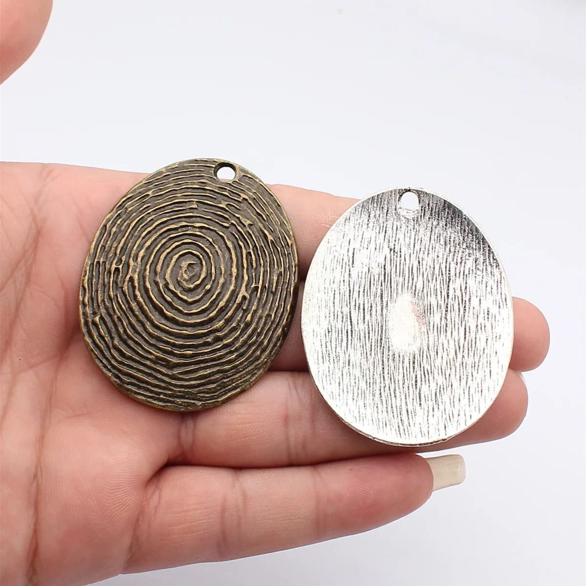 WYSIWYG 1pcs 59x47mm 2 Colors Antique Bronze Color Antique Silver Color Fingerprint Swirl Pendant For DIY Jewelry Making