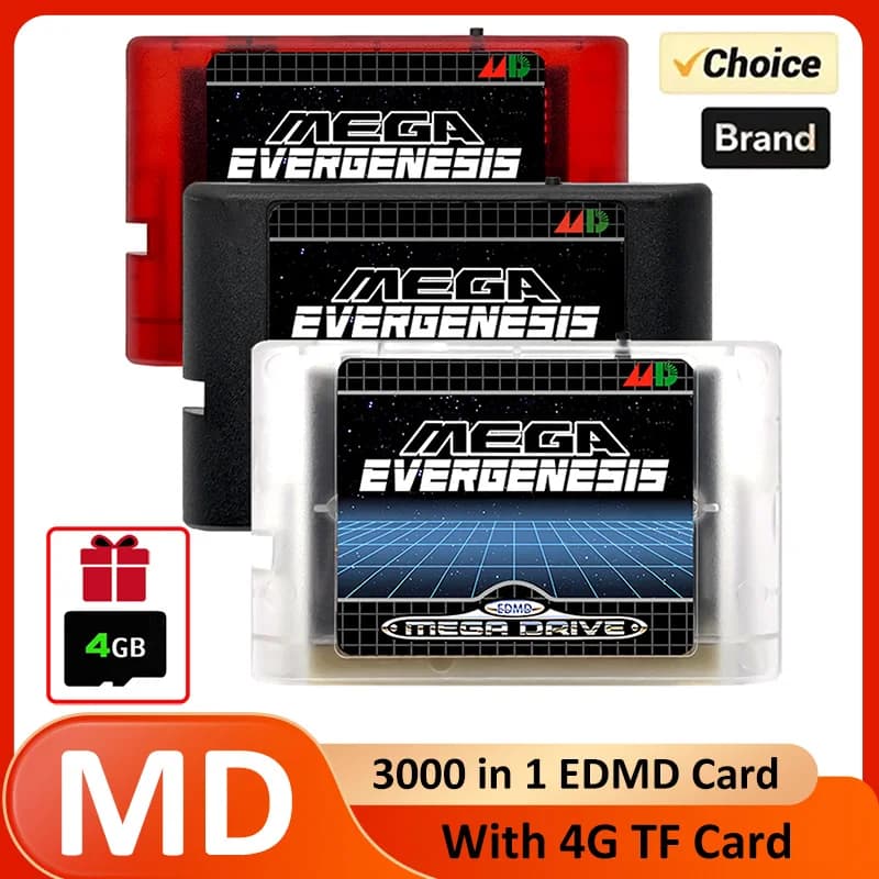 Scheda Flash EDMD 3000 in 1 per Emulatore di Unità Ottica Mega Drive con Supporto Scheda TF da 4GB, Scheda di Memoria 32X ROM, Accessori per Giochi