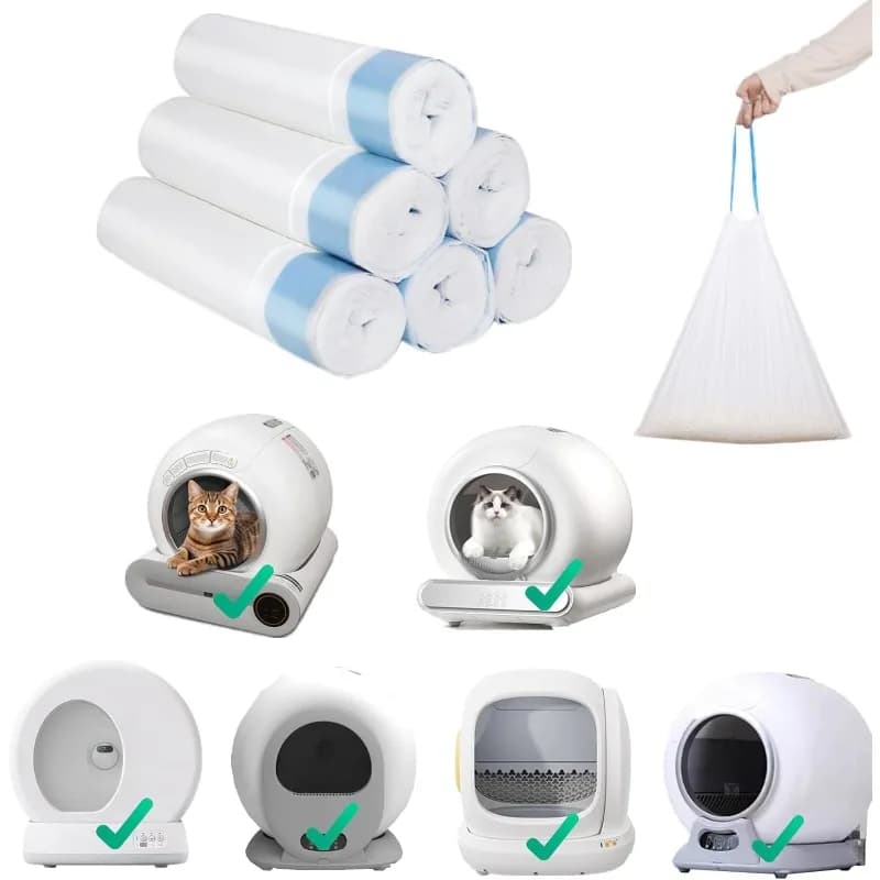 5/10 Rotoli Sacchetti per Cacca di Animali Domestici per Tonepie Lettiera Automatica per Gatti Spazzatura per Animali Domestici Sacchetti per Rifiuti Toilette per Gatti Autopulenti Ultra-Strong 15L