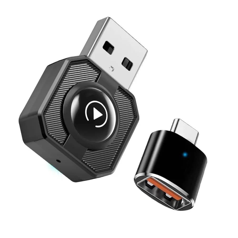 Box CarPlay Wireless 2 in 1 Mini AI Box per Auto, Adattatore Plug and Play per iPhone e Android Auto, Facile Installazione Multimediale Intelligente
