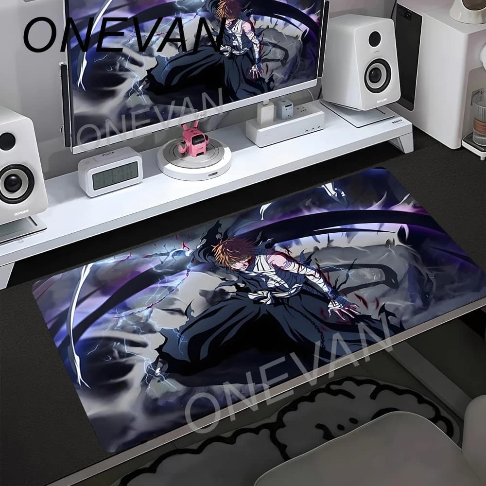 HD Printing Black and White Mouse Pad Anime Large Mousepad Bleach Manga Desk Mats Laptop Office Rubber Pc Gaming Non-Slip Carpet