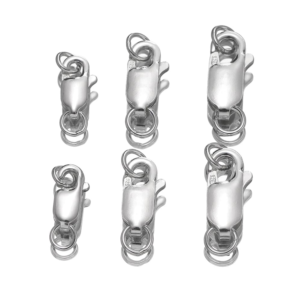 2Pcs Solid Silver Lobster Clasps Jewelry Connector Buckles For DIY Bracelet Necklace Jewelry Making Findings Supplies