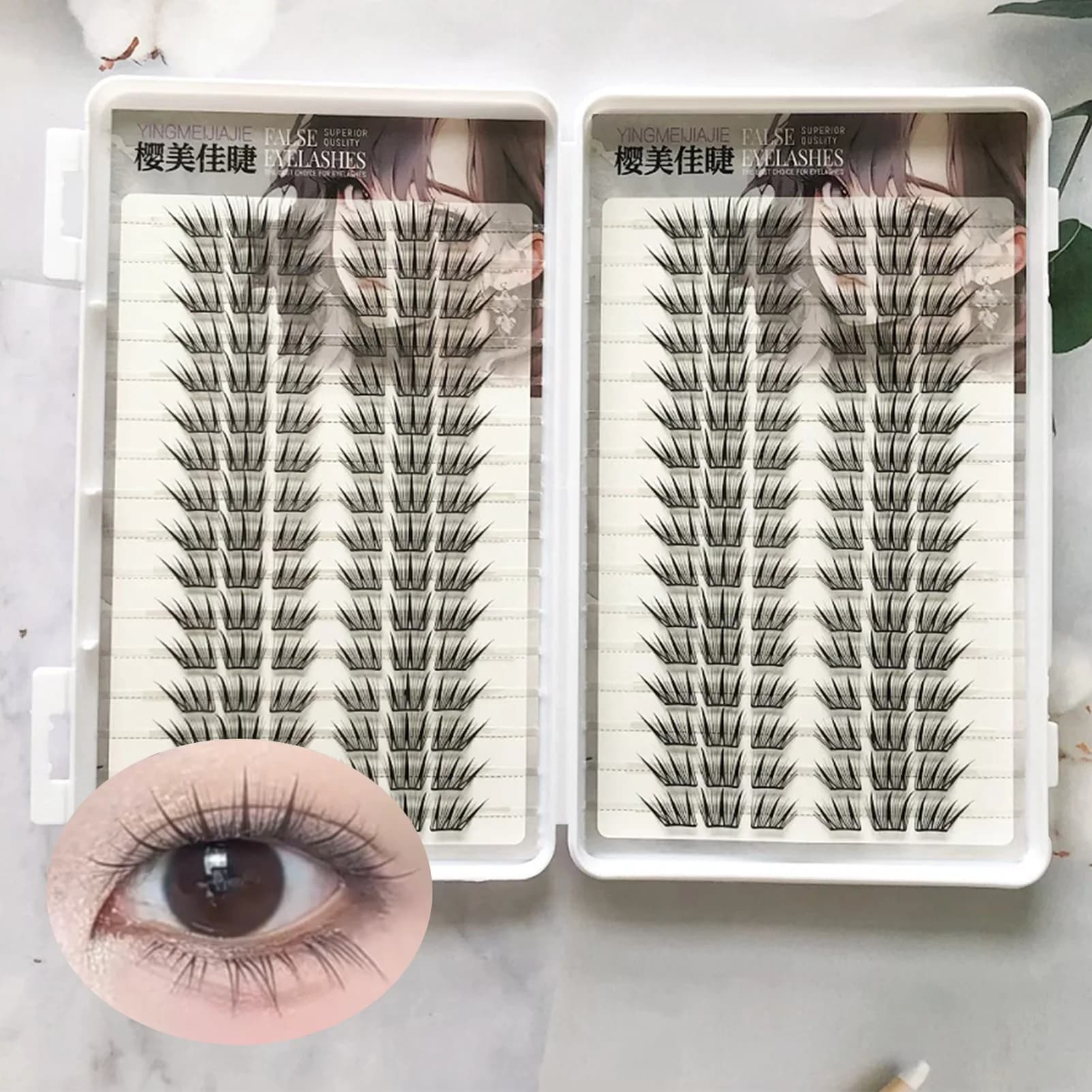 Trendy daily fake eyelash extensions Mixed lengths 9-13 mm C Curl Volume Fiber Eyelash Cosplay makeup salon