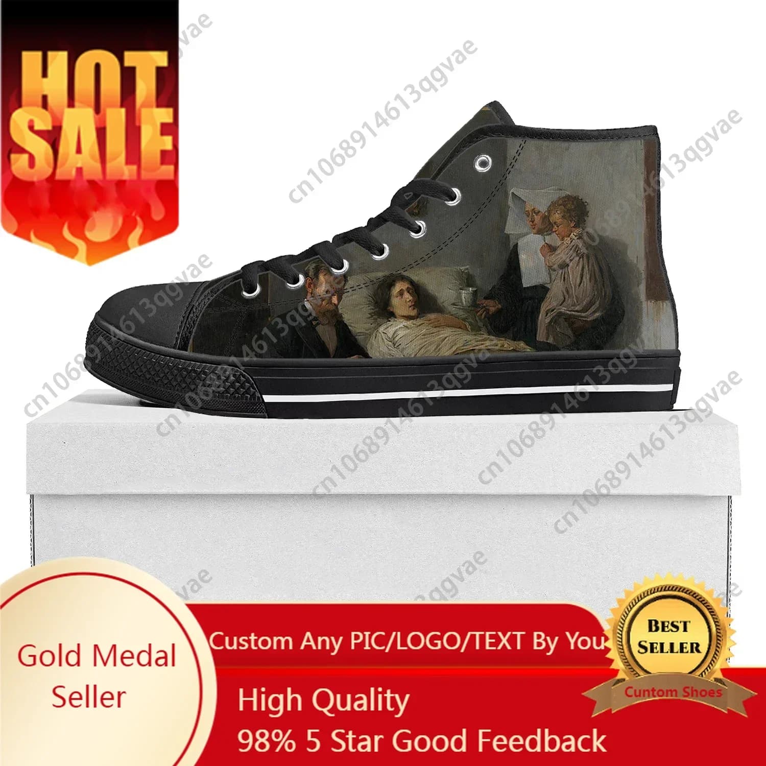 Picasso Oil Paint Science And Compassion High Top High Quality Sneakers Mens Womens Teenager Canvas Sneaker Couple Custom Shoes