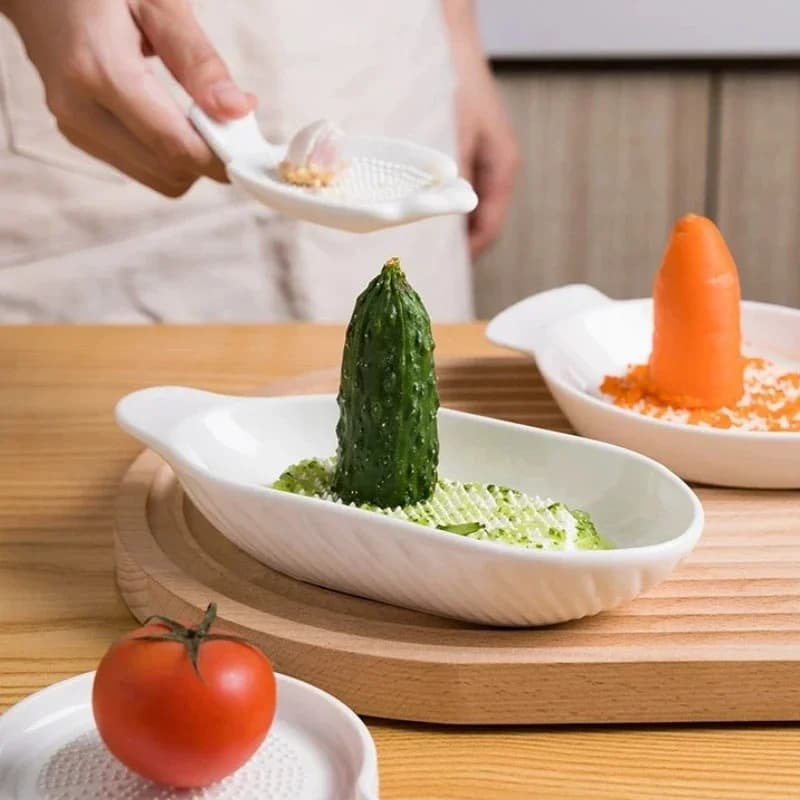 Set di grattugia per aglio e schiacciapatate in ceramica premium da 1 pezzo per cucinare gourmet senza sforzo