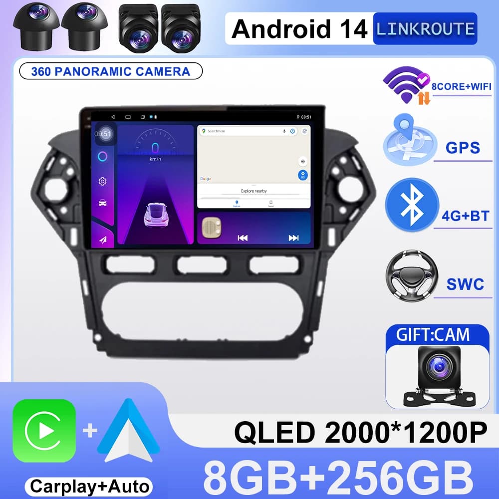 Android 14 Carplay For Ford Mondeo 4 2010 2011 2012 213 2014Car Radio Multimedia Video Player Navigation Stereo GPS 2din Audio