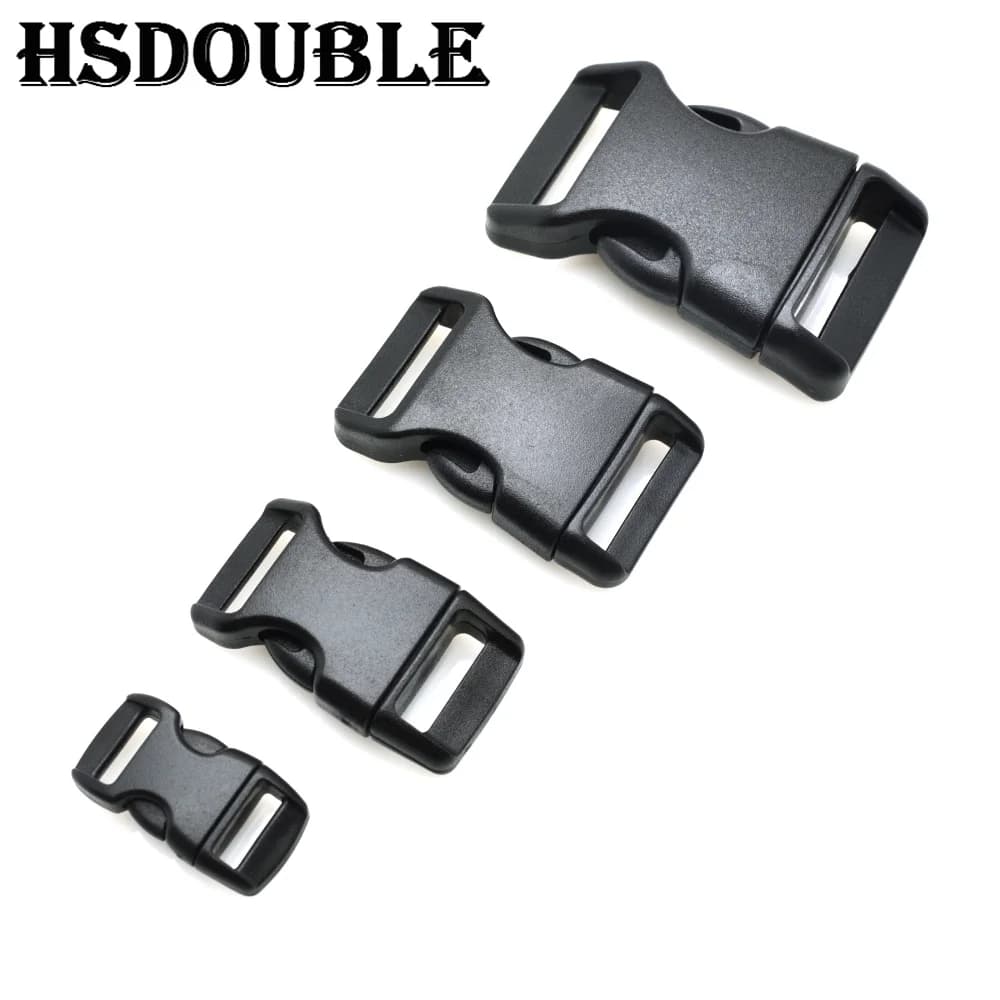 10 Pz/pacco 3/8 "5/8" 3/4 "1" Contorneato Curvo Rilascio Laterale Nero Fibbie di Plastica Per Il Sacchetto FAI DA TE Cinghie di Tessitura Paracord braccialetto