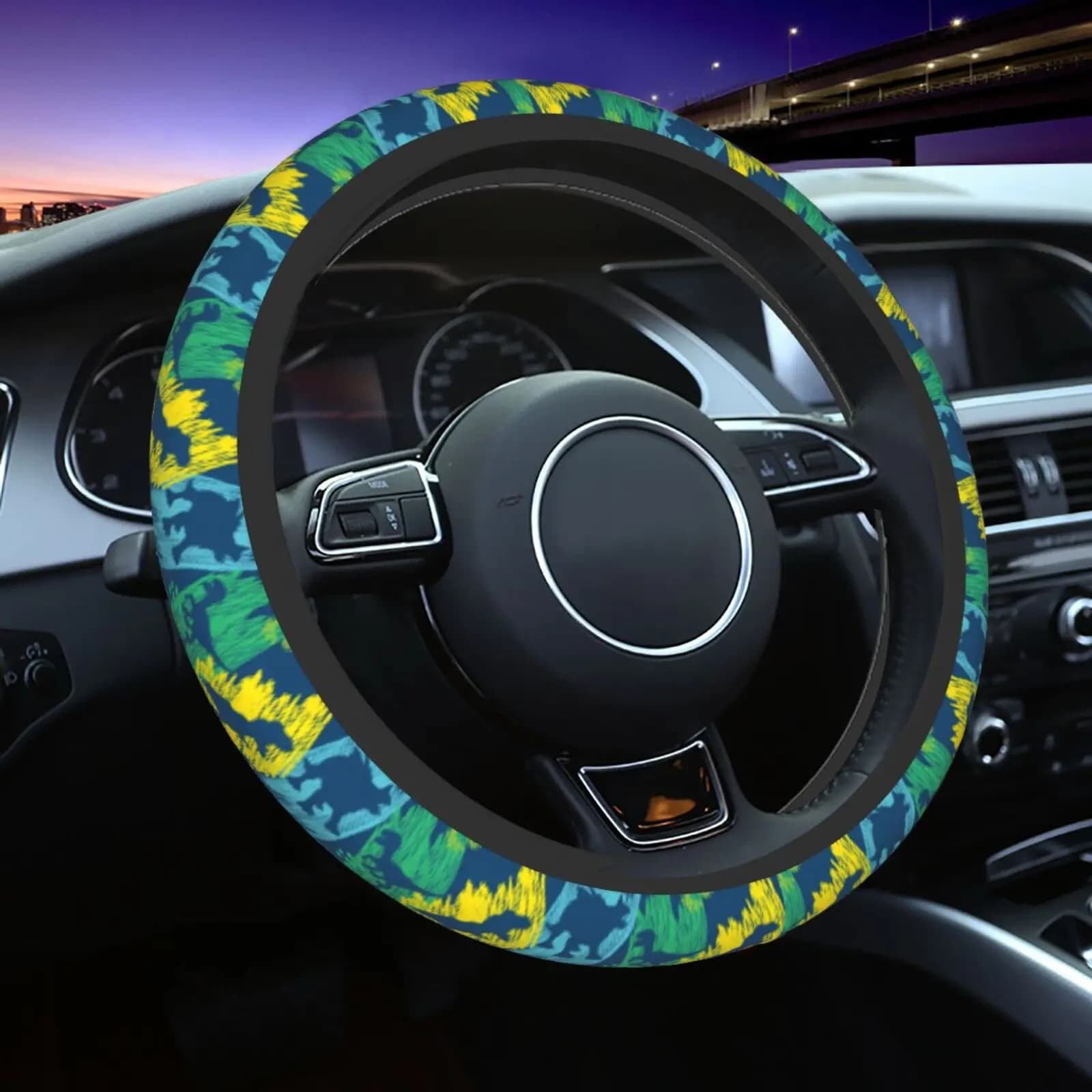 Car Cover with Animated Car Dinosaur Universal Auto Cover Elastic Car Interior Accessories