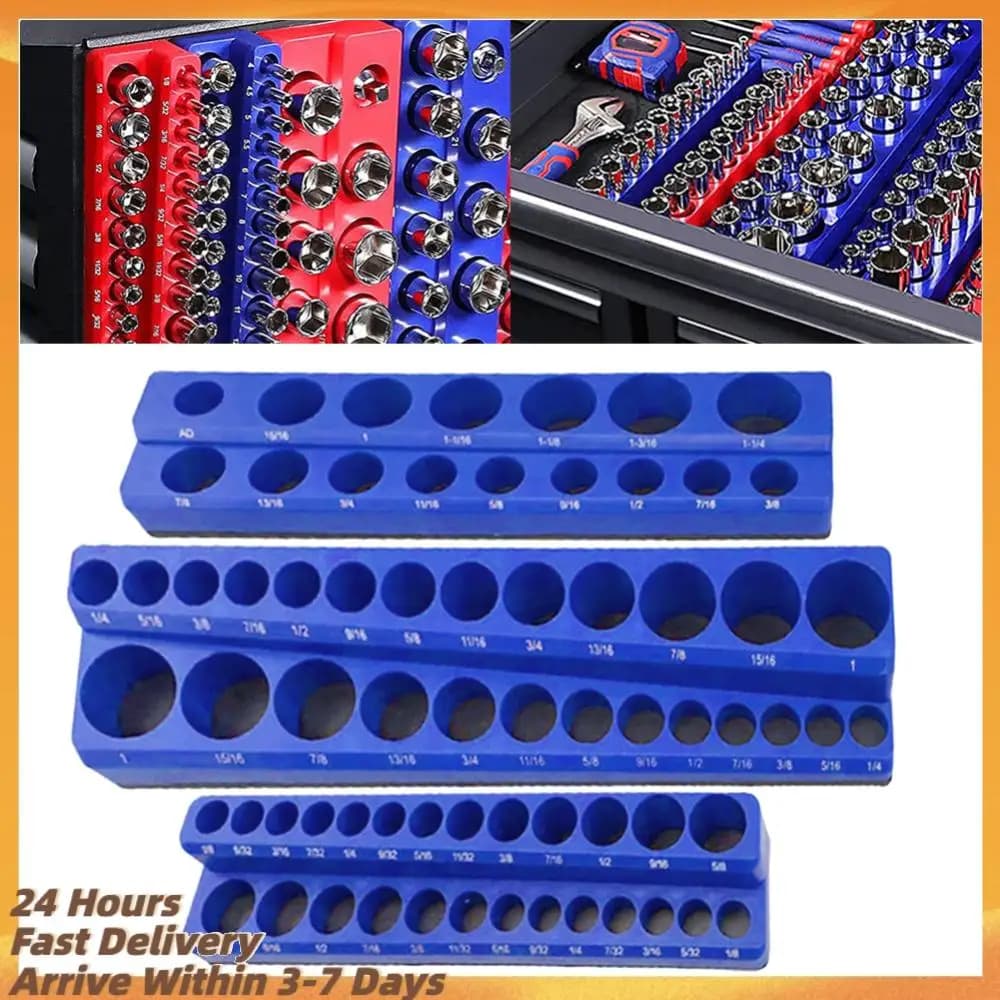 Organizzatori Magnetici per Bussole Set di Organizzatori Magnetici per Bussole da 1/2, 3/8, 1/4 Pollici, Contiene 141 Bussole Metriche, Strumento Professionale Metrico