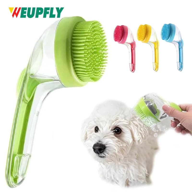 1PCS Pet Bath Brush, Dog Bath Brush 2 in 1 Cat Shampoo Brush with Soap Dispenser for Long and Short Haired Dogs and Cats