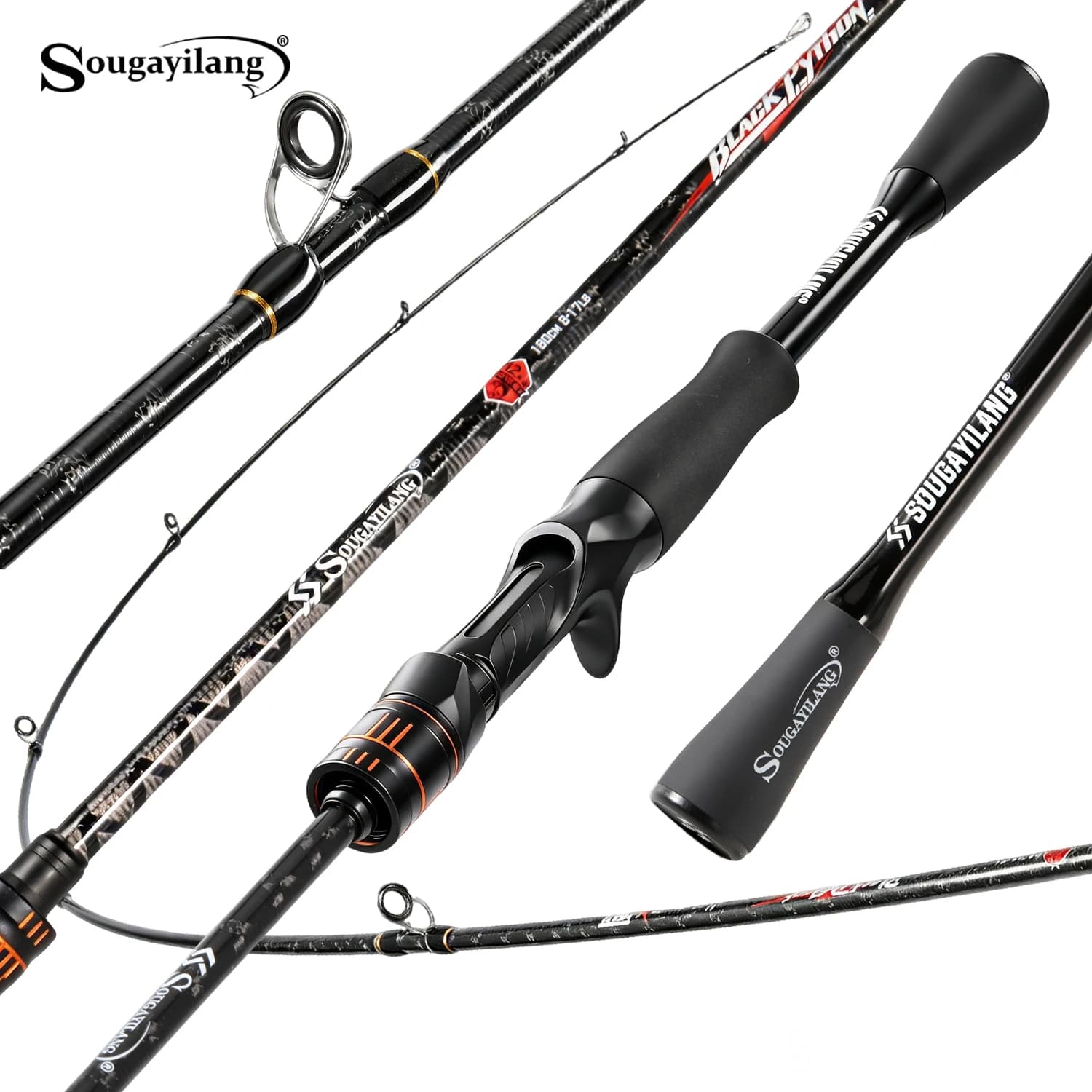 Sougayilang 1.8m 36T High Carbon Spinning/Casting Fishing Rod with Solid Tip Max Drag12KG Saltwater Freshwater Bass Fishing Pole