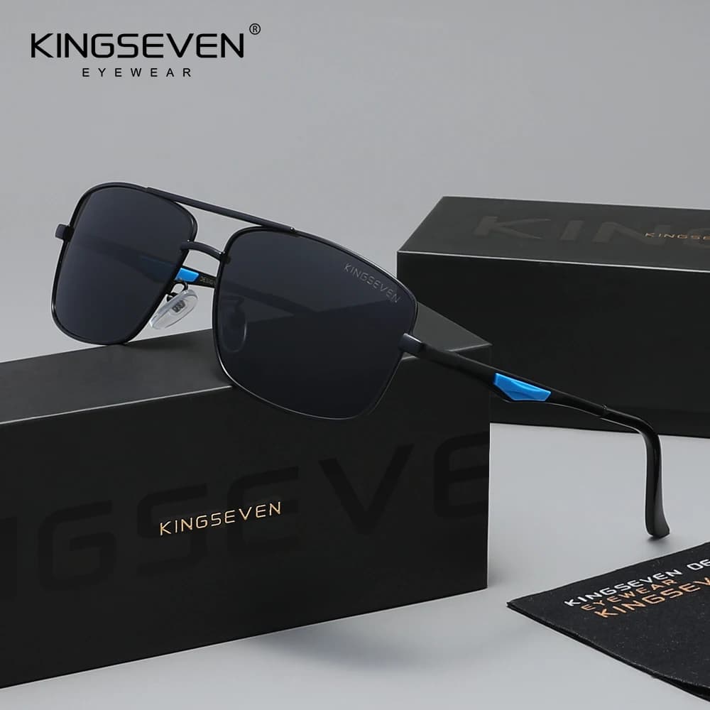 KINGSEVEN Occhiali da sole rettangolari polarizzati classici da uomo e da donna, occhiali da guida in alluminio e magnesio UV400