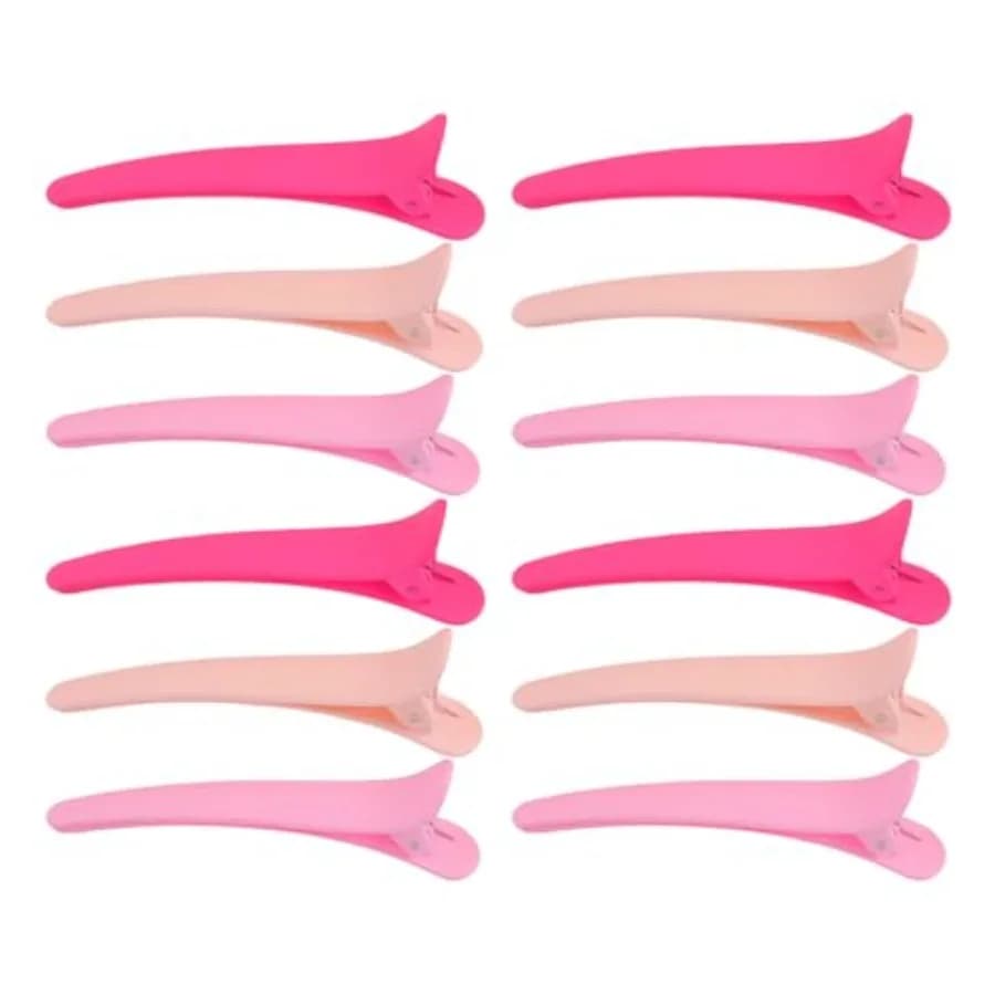 Fermagli per capelli a becco d'anatra per uso professionale, in plastica antiscivolo, dimensioni 3 pollici, disponibili in 3 colori, set da 12 pezzi.