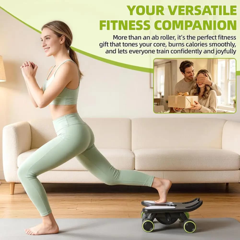 4-Wheel Ab Rollers Board with Elbow Support Core Workout Machine Mini Pilates Reformer Abdominal Roller for Strength Training