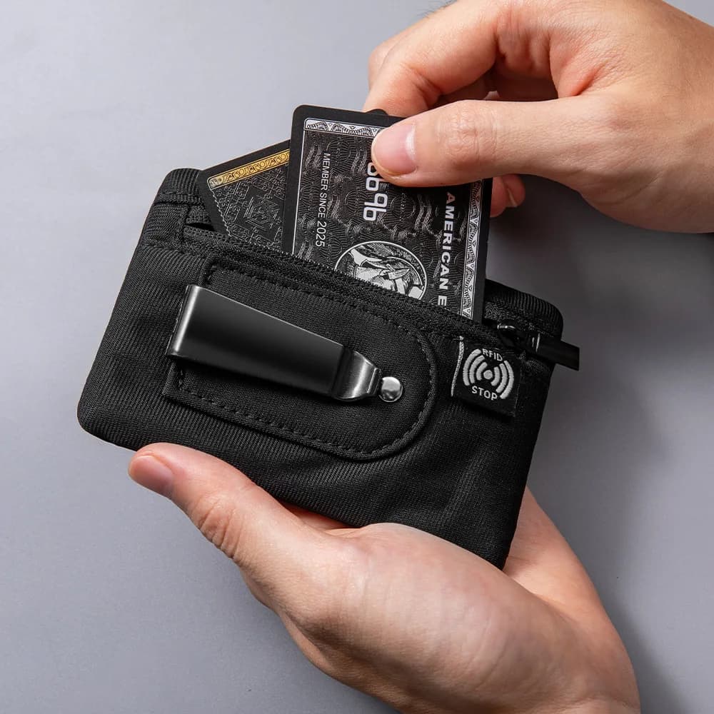 RFID Anti-Theft Hidden Waist Belt Pouch, Travel Security Money Belt, Anti-skimming Card Holder Waist Wallet for Outdoor Travel