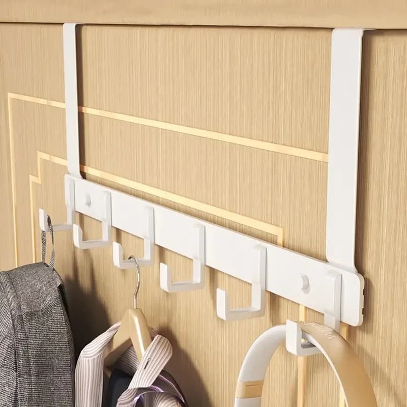Hooks above door 6 hooks for clothes, coats, hats, clothes hangers, bathroom organizer, clothes racks, home kitchen accessories