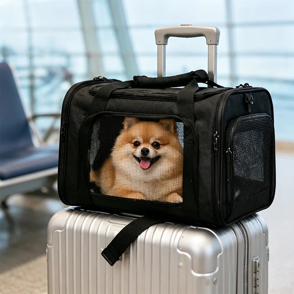 Breathable Pet Carrier Bag for Small Dogs Cats Soft Sided Travel Tote Airline Approved Puppy Cat Carrier for Outdoor Gray/Black