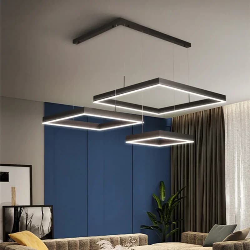 Lampadario moderno quadrato a led telecomando dimmerabile soggiorno lucentezza lampade a sospensione in alluminio camera da letto lampade a sospensione