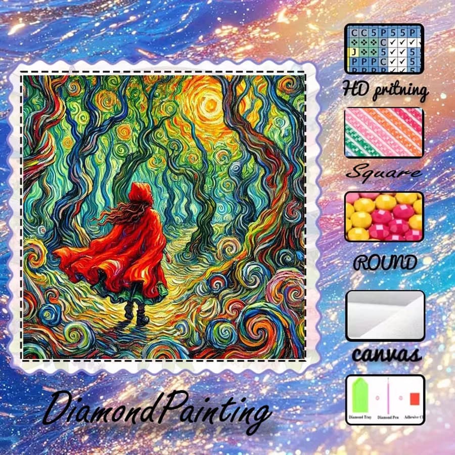 1 pezzo - 5D-DIY - Tessuto floccato - Trapano speciale - Set per pittura con diamanti - Bosco nebbioso - Mosaico - Diamond Art
