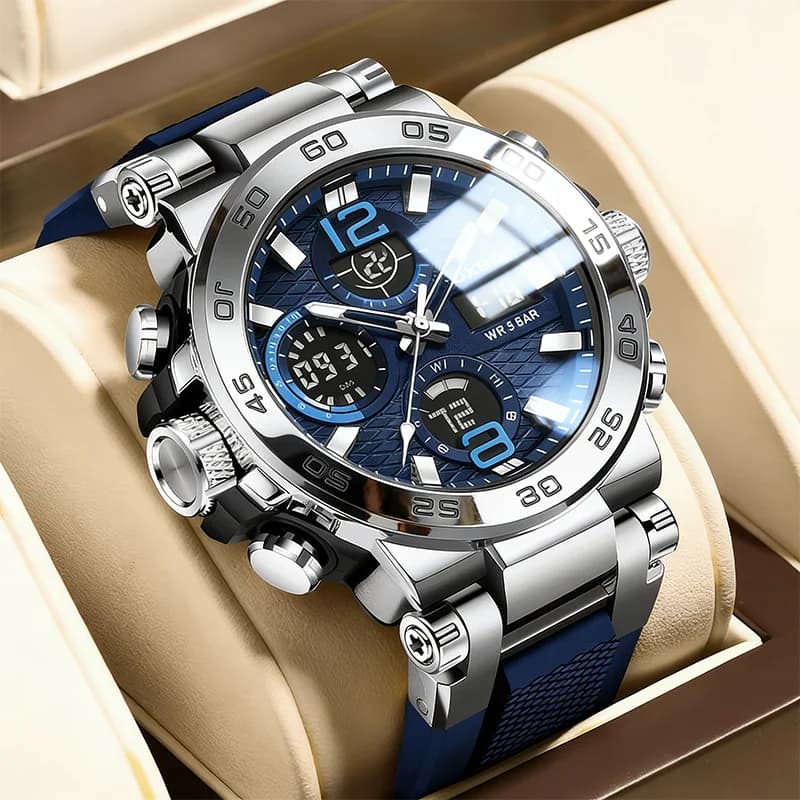 Men's LIGE Sports Watch, Luxury LED Display, Fashionable, Bright, Waterproof, With Calendar, Quartz