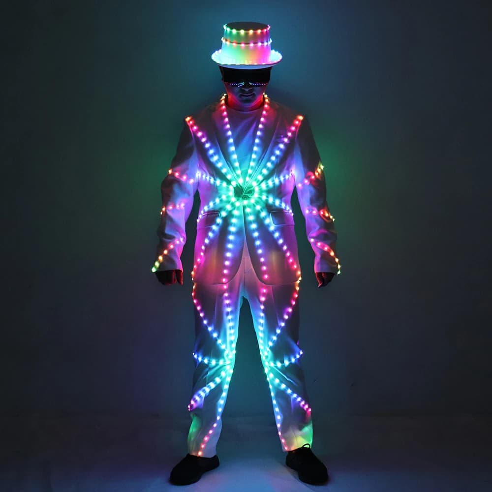 Costumi per abiti a LED a colori Luci luminose per spettacoli di danza sul palco Spettacolo di abiti luminosi per night club