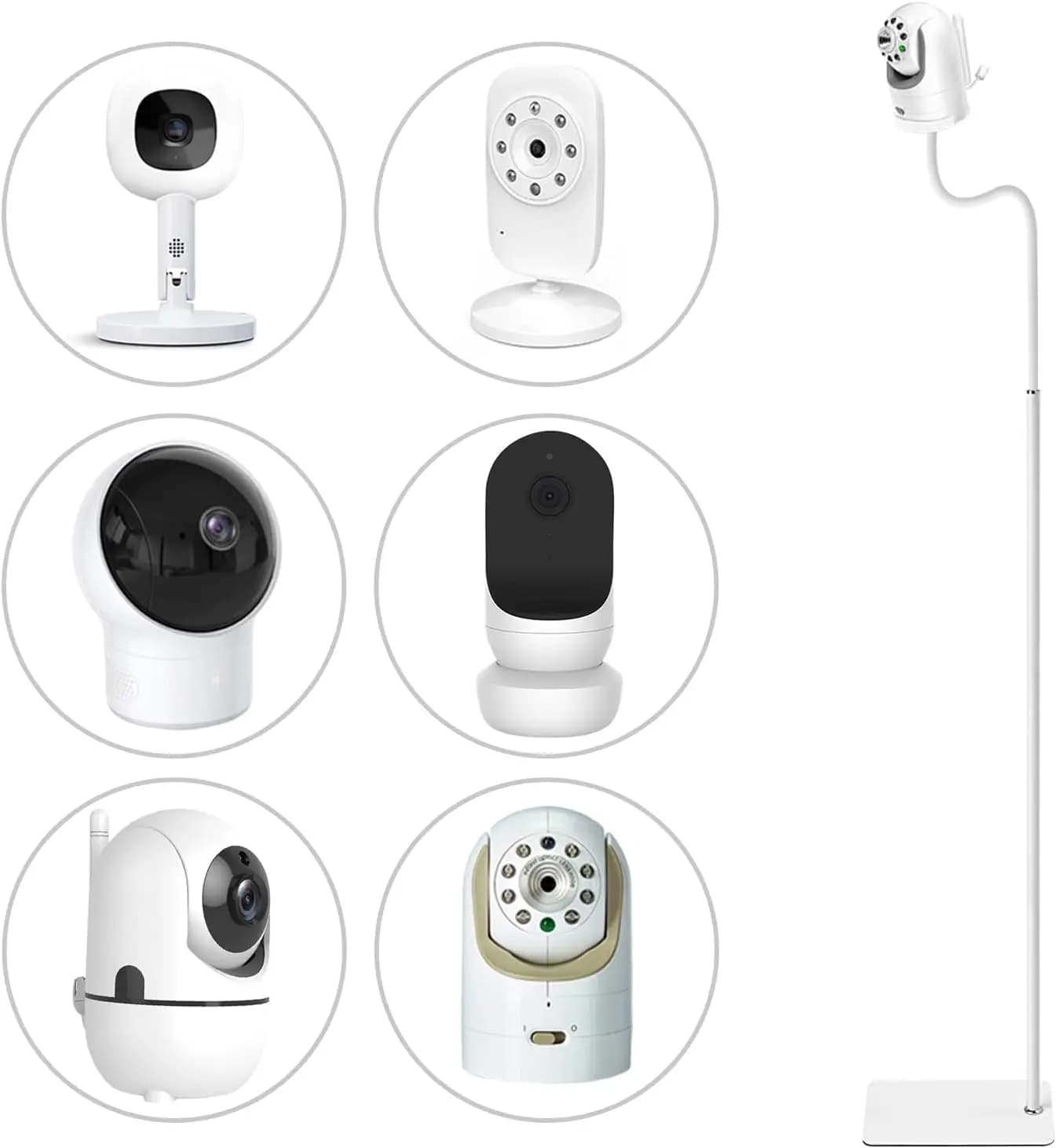 Supporto da pavimento regolabile per baby monitor da 67 pollici, compatibile con la maggior parte delle telecamere con vite da 1/4 di pollice, in lega di alluminio resistente