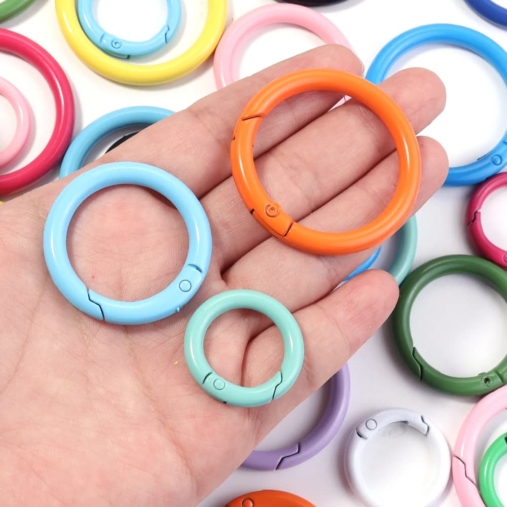 5-10 Pezzi Moschettoni a Molla in Metallo 25/35/41mm, Ganci Apribili Rotondi per Portachiavi, Clip per Catene per Cani, Accessori per Gioielli Fai-da-Te