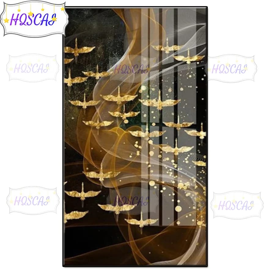 Decorazione di lusso leggera nordica 5D fai da te, scenario dorato astratto, kit di pittura con diamanti a punta rotonda completa, regalo per decorazioni per la casa artigianali
