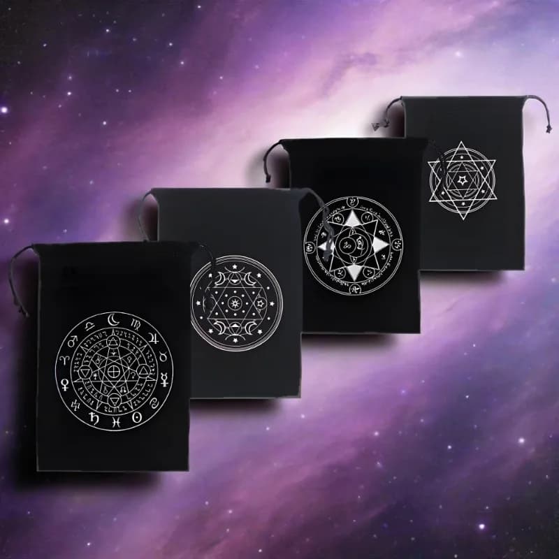 1Piece 12x18cm Black Velvet Tarots Bag Cards Storage Runes Constellation Witch Divination Accessories Jewelry Dice Pouch
