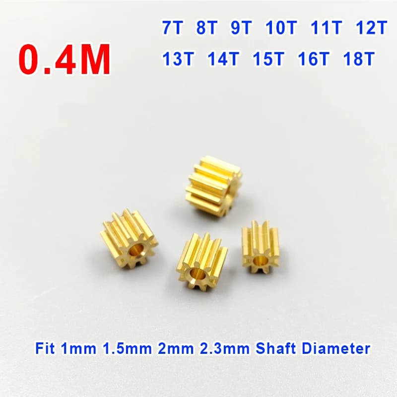 1 pcs 7T 8T 9T 10T 11T 12T 13T 14T 16T 18T teeth 0.4M metal sprocket brass gear for 1mm 1.5mm 2mm shaft size scooters