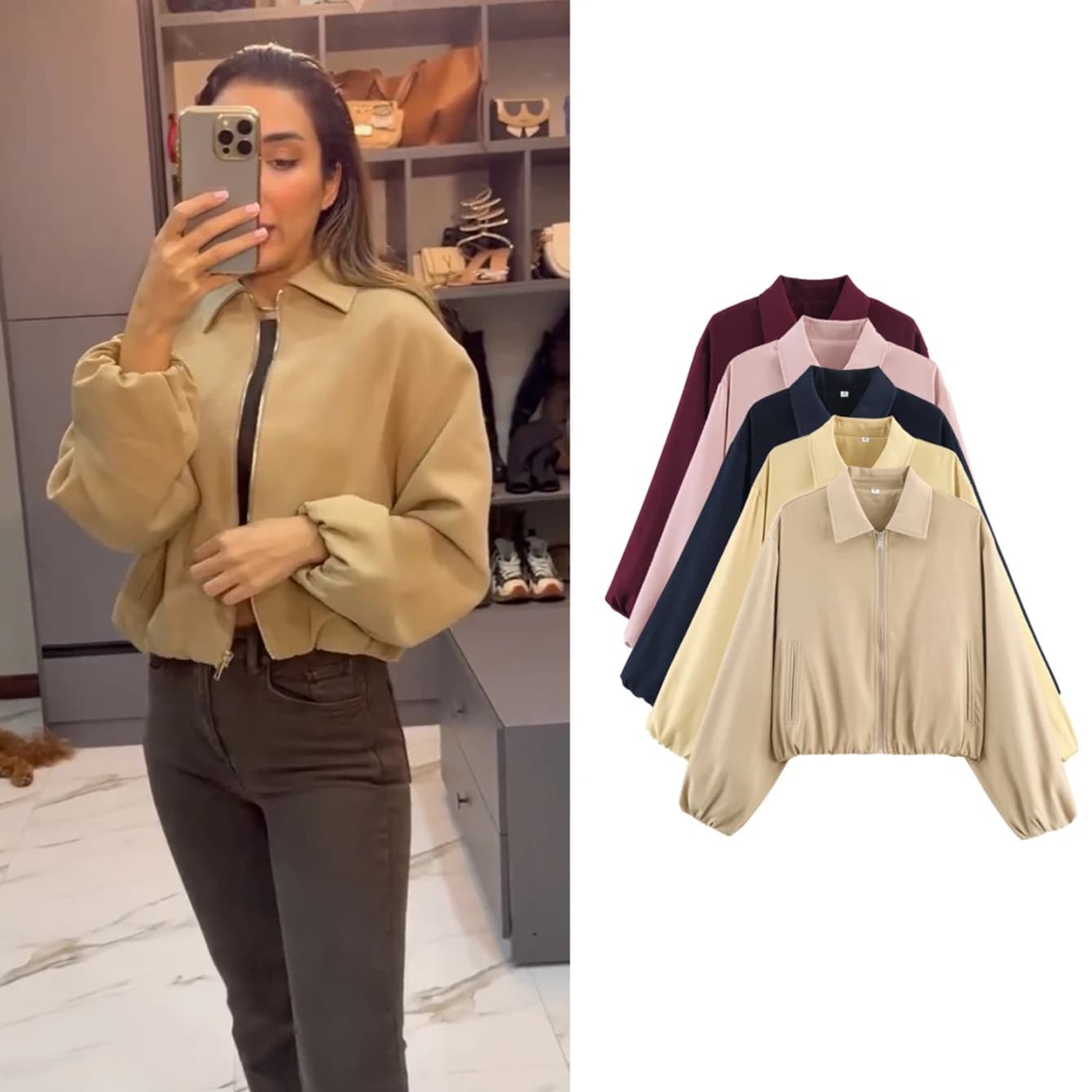 Giacche Bomber da Donna Imbottite, Nuova Collezione Primavera, Tinta Unita con Zip, Cappotti Casual Larghi a Maniche Lunghe da Donna, Stile High Street