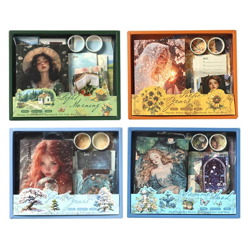 124pcs/boxed Vintage Scrapbook Set in Large Gift Box, for Journaling, Scrapbooking & DIY Crafts