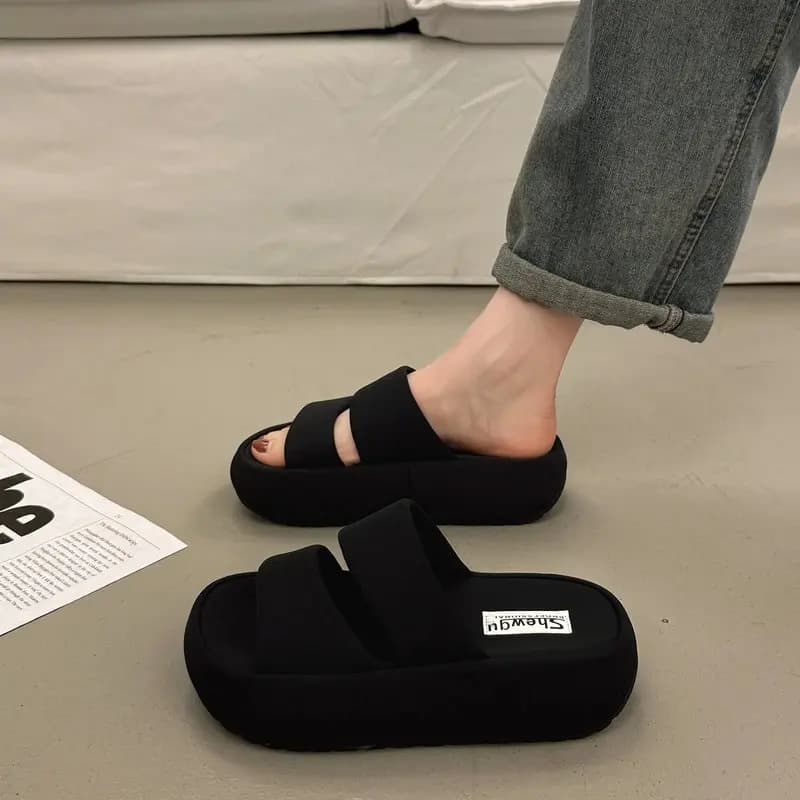 Stunning Thick Heel Sandals Women's Summer Outdoor Wear 2026 Trendy New High-End Sensation Skirt Heightening Slippers