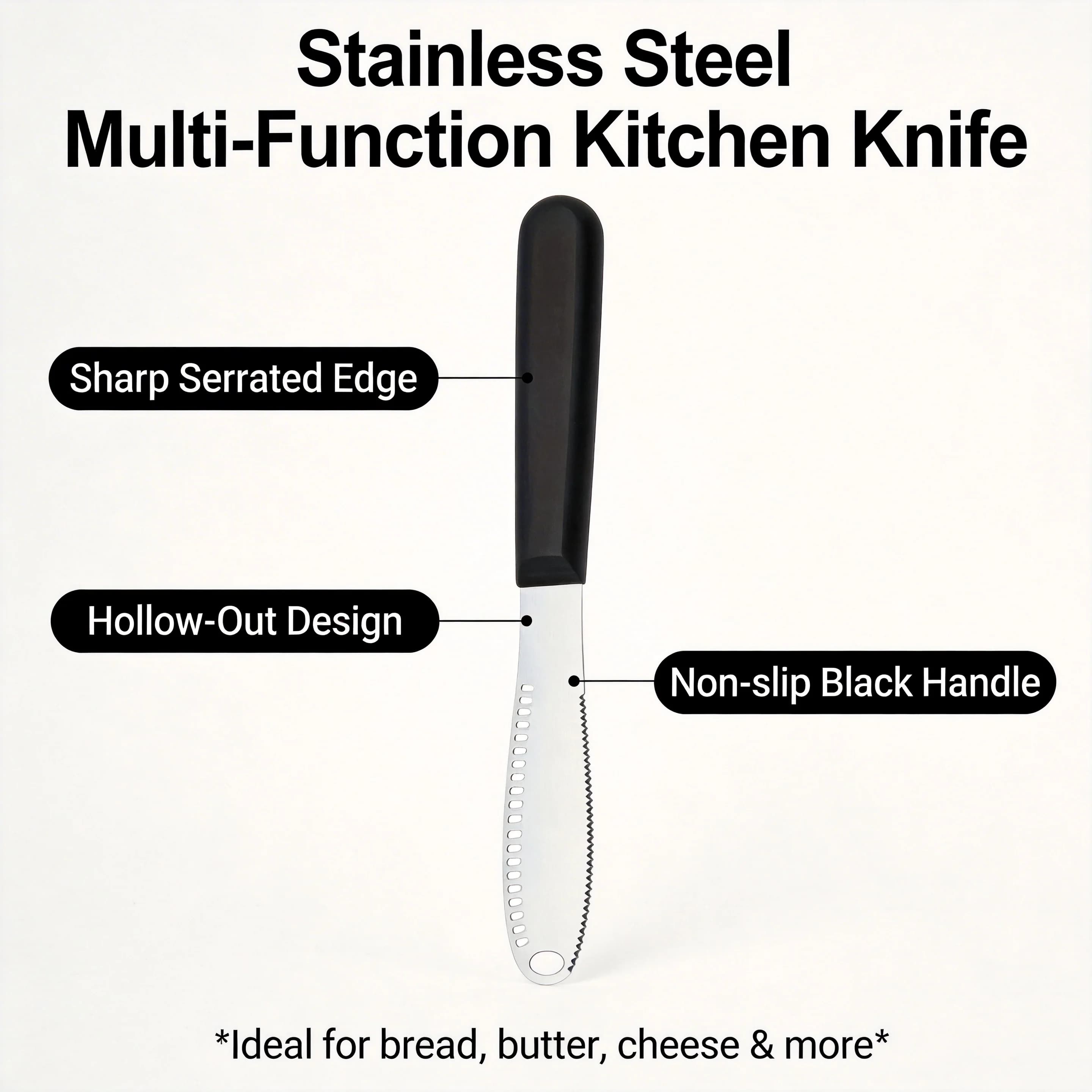 Coltello Spalmaburro in Acciaio Inox, Spalmatore per Formaggio in Metallo, Coltello per Burro Riutilizzabile, Utensile da Cucina Durevole per Colazione e Sandwich